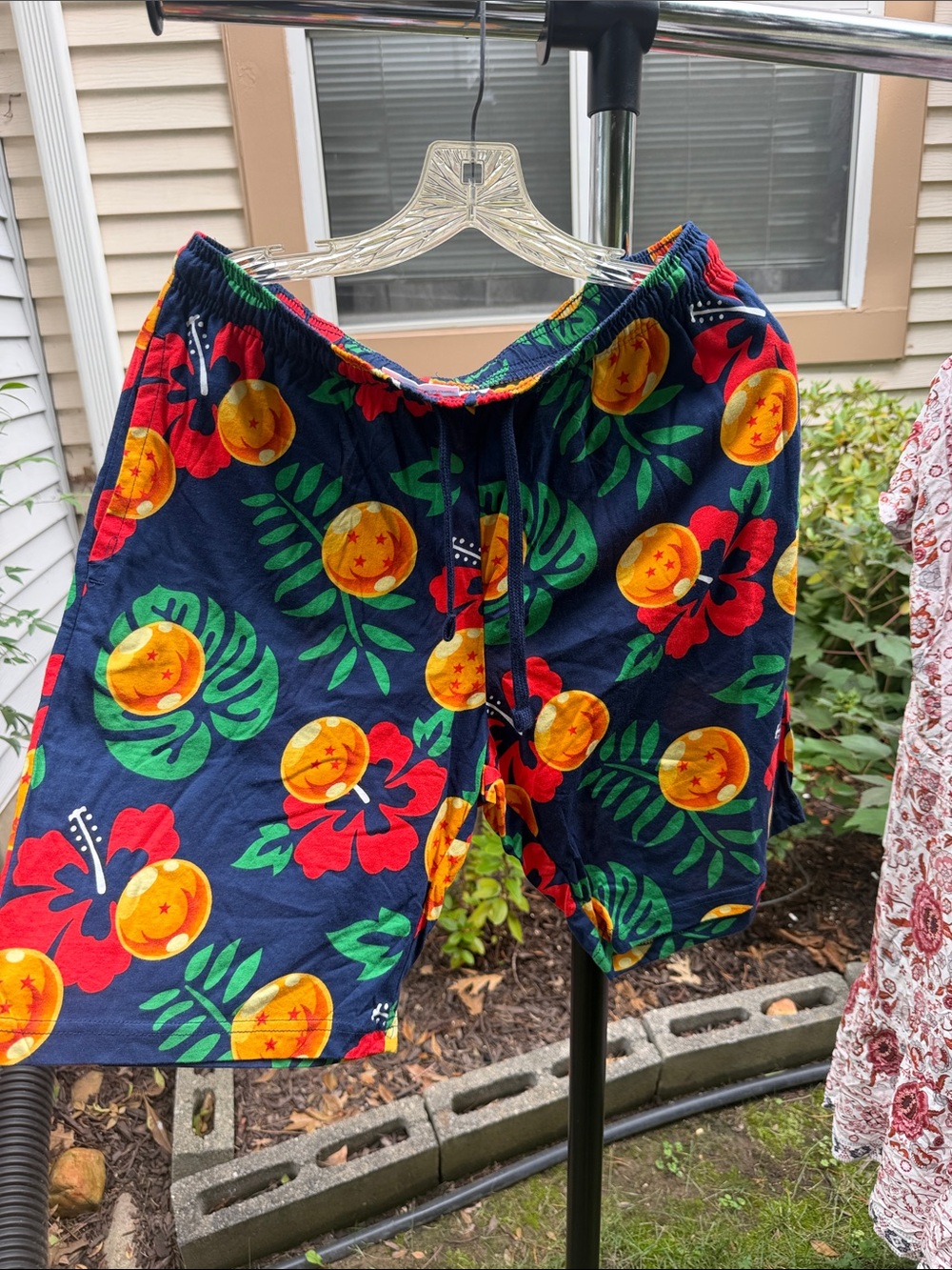 Navy Tropical Fruit & Hibiscus Print Swim Shorts
